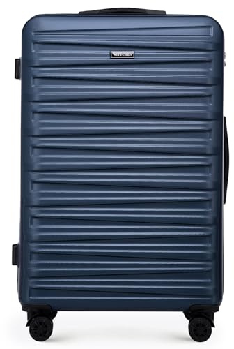 WITTCHEN Skyspeed Line Valigia grande Valigia rigida ABS Valigia grande Rolling Trolley Check-In Valigia da viaggio Serratura a combinazione Manico telescopico 4 Ruote Blu Navy Ryanair/ITA Airways