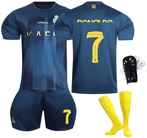 sinirttou Ensemble de Maillot de Football pour Enfant, Maillot de Football en Jersey, T-Shirt et Protège -Tibias, Short pour la Enfant L Vert,Taille:26 (Hauteur: 140-150CM)