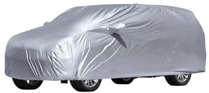 Vattentät Bilöverdrag Universella SUV/Sedan Heltäckande Bilskydd Utomhus Vattentät Sol Regn Snö Dammtålig Skydd UV Bil Silver M-XX Bilskydd(L)