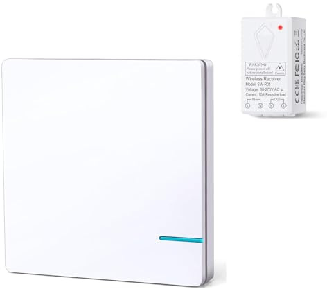 Wireless Light Switch Kit, Remote Control for Lights, No Wiring Needed, 200m Range, Expandable for Lamps, Ceiling Lights, Outdoor Use