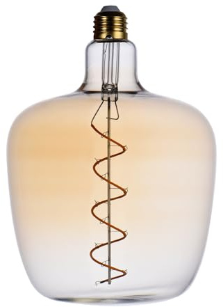 Xmivrlux Oversized LED Vintage Filament Edison Light Bulbs, Giant T Shape | Large Decorative Bulb, Amber Glass 2200K Warm White, Dimmable 6W(60W Eq), E26 Base, Perfect for Pendent,Ceiling & Floor lamps