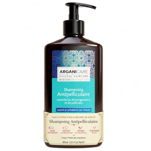 Shampoing antipelliculaire 400 ml – Huile d’argan, beurre de karité & vitamines – Nettoie en douceur, aide à réduire les pellicules visibles, apaise le cuir chevelu sensible