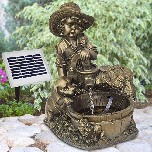 Garten BRUNNEN SOLAR TEICHPUMPE SOLAR SPRINGBRUNNEN GARTENBRUNNEN SOLAR WASSERSPIEL Muse mit Wasserkrug Set SOLAR PUMPE TEICHPUMPE f. TERRASSE TEICH Garten GARTENTEICH (7-SP02127V003)