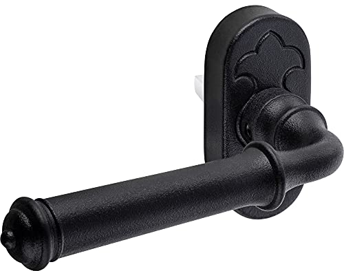 Gedotec Fenstergriff Antik schwarz Fensterolive auf Oval-Rosette im Landhaus-Stil - Mira 1905 | Drehkipp-Rasterolive ohne Schließzylinder | Griff Gusseisen rustikal | 1x Fensterbeschlag für Fenster