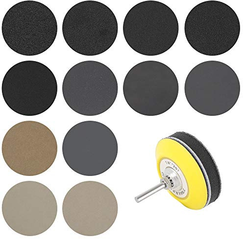 180 discos de lijado, discos abrasivos de papel de grano 60/80/100/150/240/400/800/1200/2000/3000/5000/10000 para pulir lijadora (75 mm)