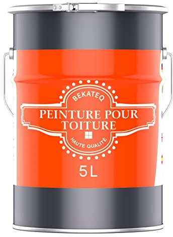 BEKATEQ BE-510 Peinture pour toiture 5L Noir I Revêtement de toiture satinée pour toitures en tuiles, ardoise, ciment, tôle, béton, bois I Hydrofuge, résistant aux UV et aux intempéries
