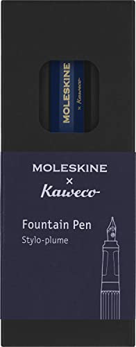 Moleskine x Kaweco, Penna Stilografica in Plastica ABS con Pennino Misura M Placcato in Oro, per Scrivere e Prendere Appunti, Cartuccia d'Inchiostro Blu Inclusa, Colore Blu