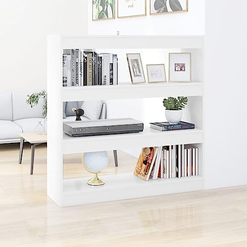 Annlera Bücherregal/Raumteiler Weiß 100x30x103 cm Stufenregal Bücherregal Holz Büro-bücherregale Wohnzimmer Regal Vielseitiges Regal Schlafzimmer Eleganten & Klassischen Design