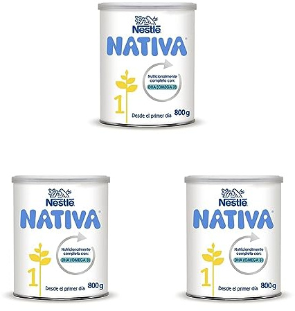 Nestlé Nativa 1 Leche para Lactantes en Polvo Fórmula para Bebés Desde el Primer Día, 800g (Paquete de 3)