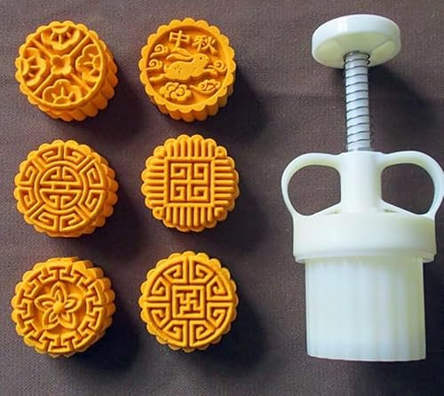 GZKDKZB Mooncake Mold Mid-Autumn Festival Hand-Pressure Moon Cake Maker Hand Pressure Fondant Dessert Moon Cake Mould for Festival Kitchen Cake Decoration DIY Baking Accessories,50g