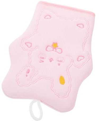 VALICLUD Moufles Exfoliant de Bain pour Garçon et Filles, Motif Lapin Cartoon Brodé, Double Usage, Viscose et Coton, pour Bain et Lavage du Dos
