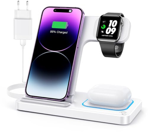 DUMTERR 3 in 1 Apple Ladestation für Apple Watch und iPhone iPod, iPhone Ladestation für iPhone 17 16 15 14 13 Pro Max, Wireless Charger für iWatch/AirPods - Faltbare & Tragbare Kabelloses Ladegerät