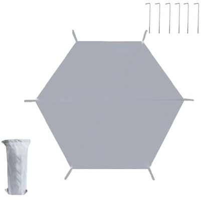 ReachMall Hexagon Outdoor Picnic Tarp Tent Mat Waterproof Oxford Cloth with Reinforced Edges and Ground Nails for Outdoor Use (240 * 210cm)