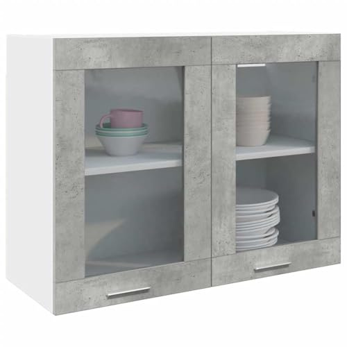 KTHLBRH Estantería Colgante de Vidrio para Cocina con Estructura de Madera de Ingeniería, Amplio Espacio de Almacenamiento para Tazones, Platos y Ollas, Diseño de Pared