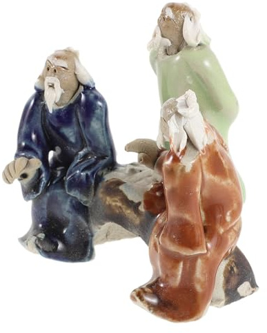MAGICLULU Figurine D'érudit Chinois Légère et Facile d'entretien en Céramique Traditionnelle pour Décoration Miniature de Jardin de Plantes pour Terrarium et Succulentes