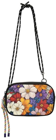 KLL Flowers Lavender Phlox Daffodil Red Black Crossbody Bag for Mens Fashion with Adjustable Strap Handbags Walk the dog