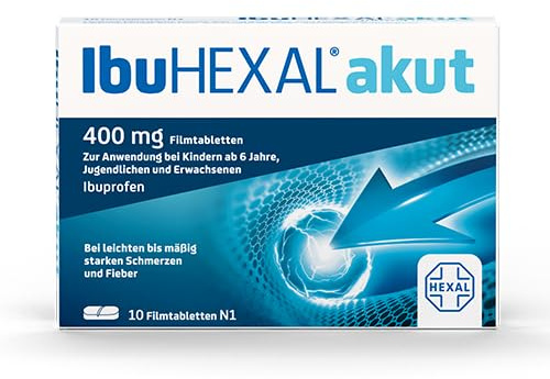 IbuHEXAL® akut 400 mg Filmtabletten | 10 Stk | Trifft den Schmerz | Für den Fall der Fälle immer im Haus | Ibuprofen | Kopfschmerzen, Zahnschmerzen, Rückenschmerzen, Fieber