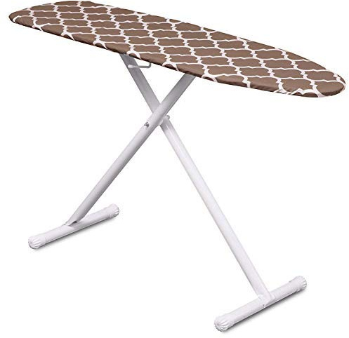 Mabel Home Table à Repasser en Hauteur réglable avec Housse en Coton à Motifs Marron Clair/Blanc