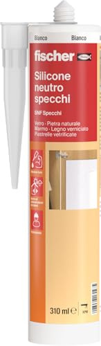Fischer SNF Silicone Sigillante Specchi Bianco, Neutro per Sigillare, Incollare e Applicare Specchi e Pietra Naturale, 522519