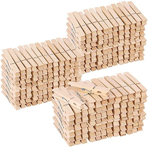 500pcs Large Wooden Clothespins - Heavy Duty Wood Pegs Clothes Pins for Laundry Hanging Clothing - Wood Pins for DIY Crafts