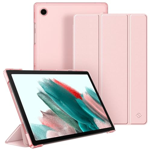FINTIE - Carcasa para Samsung Galaxy Tab A8 de 10,5 Pulgadas 2021 (SM-X200/X205/X207), Funda Transparente escarchado Funda Fina y Ligera, Cubierta de Noche y Despertador, Color Oro Rosa