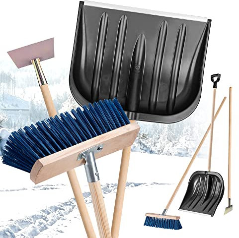 KADAX Schneeräumungsset, Schneeentfernung Kit mit Schneeschaufel, Eisstößer und Besen mit ergonomischen Stiel, 3-Teiliges Schneeset für Schnee- und Eisentfernung (Schwarz)