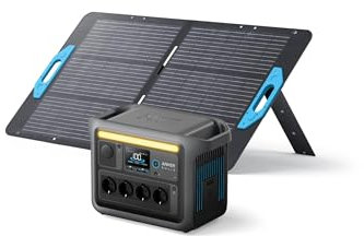 Anker SOLIX C1000 Set Tragbare Powerstation mit 100W Solarpanel, LiFePO4 Akku, 1800W Solargenerator, 4*230V Steckdosen mit max. 2400W Leistung, LFP Powerstation für Outdoor, Camping und Stromreserve