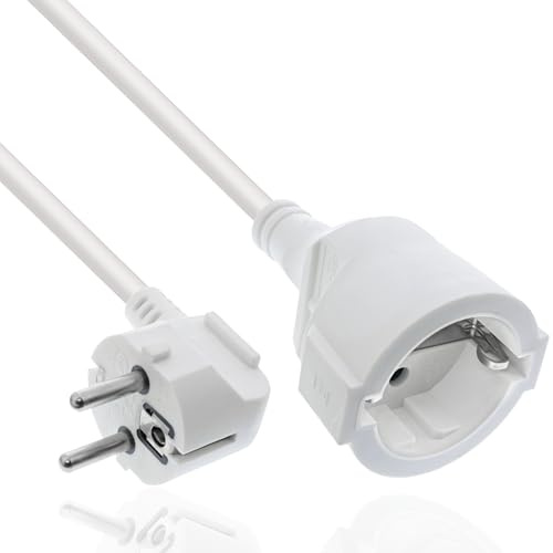 InLine power extension skyddskontakt vinklat uttag vit 15m - vit (16451T)