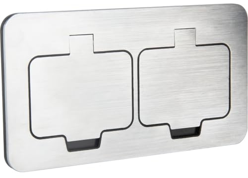 THOMSON Protec – Doble toma de suelo impermeable inicial 16A 2P+T IP55 – Metal cepillado