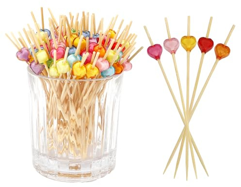 NIEITRK Brochetas para aperitivos, palillos de cóctel, palillos de madera, pinchos para aperitivos, palillos de fiesta, hamburguesas, brochetas de queso, canapé, palitos de comida, mini skewers