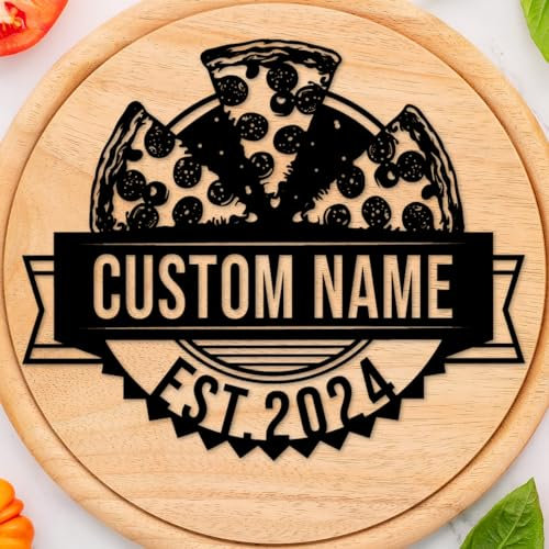 Houdoum Custom Pizza Metal Wall Art,Personalized Pizza Metal Sign, Custom Pizza Food Metal Decor, Pizza Store Metal Wall Decor, Italian Restaurant Wall Decor (Style D)