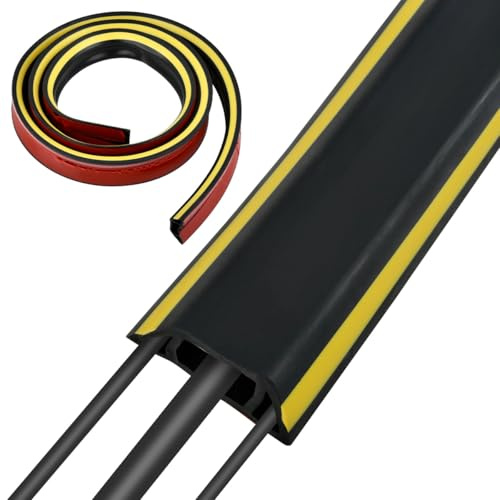 TIMESETL 2 Metres PVC Flexible Trunking with Adhesive Backing - Outdoor Cable Covers, Rubber Cable Protector, Floor Wire Cover