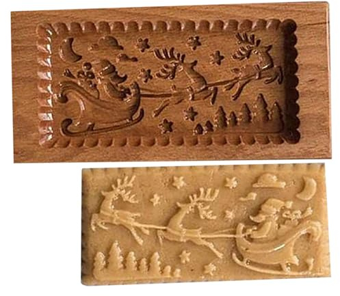 Formine per biscotti Timbri per biscotti di Natale Stampi per biscotti in legno a forma di Babbo Natale e renna Timbri per goffratura per biscotti per dolci di Natale Cucina del Ringraziamento