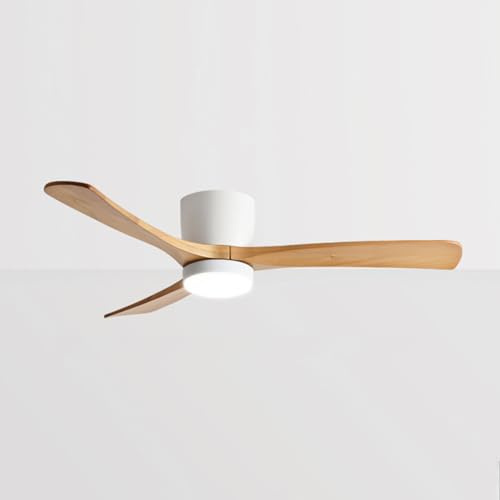 ENTHERONIC Ventilatori da soffitto silenziosi con Luce Ventilatore da soffitto Moderno a LED con Luce e Telecomando, 6 velocità, Reversibile, Pale in Legno Ventilatori da soffitto a Filo con Luce