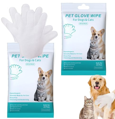12pcs Dry Cleaning Gloves For Dogs Dog Cleaning Gloves Dog Cleaning Gloves Cat Wipes Cleaning Fur Cat Cleaning Wipes Suitable For Traveling A Quick And Easy Bathroom Replacement (A Bag Of 6 Pieces)