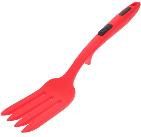 VALICLUD Tenedor de Cocina de Silicona Roja, Ergonómico y Reutilizable, para Pasta y Fideos Fritos, Adecuado para Familias y Cocina
