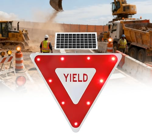 WTRYRN Segnale di Attraversamento pedonale a LED Lampeggiante Triangolare, segnaletica Stradale Riflettente in Alluminio, per Strade, parcheggi, fabbriche, scuole, Zone e quartieri 1pack