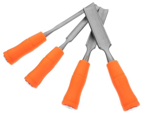 Set di 4 Scalpelli da Intaglio in Acciaio per Legno | Impugnatura Ergonomica, Presa Confortevole, Adatti a Falegnami e Intagliatori, per Laboratorio di Intaglio