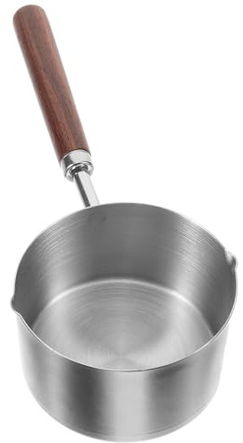 VICASKY Casserole 250 Ml en Acier Inoxydable Bec Verseur et Longue Poignée en Bois pour Chauffer Beurre et Lait Cuisine Familiale