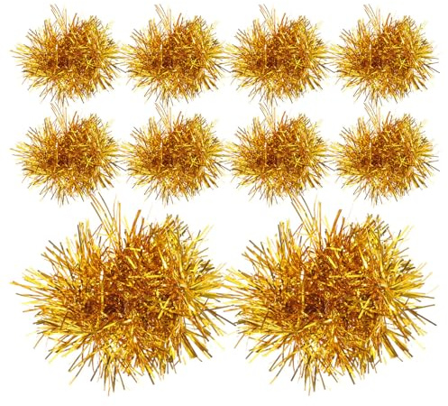 ibasenice Lot de 20 Pompons de Cheerleading Dorés Poignée Plastique, 10x10x2 Cm, Pompons de Compétition Pom-Pom, Accessoires pour Danse Sportive et Événements Sportifs