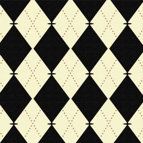 Douthfolle Papier peint autocollant, motif losanges noir et blanc rétro, adhésif épais, 44x500CM, film décoratif géométrique amovible pour rénovation