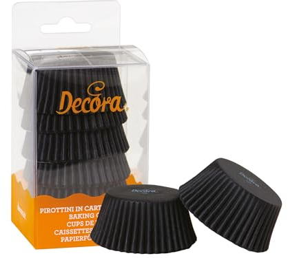 DECORA, 0339642 Moldes para Muffins Negro, Moldes Muy Prácticos para Hornear, Presentar y Regalar Muffins, Resistentes hasta 220°C, En un Práctico Blister