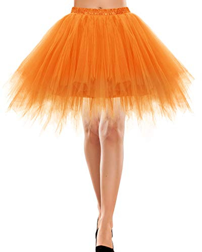 Bbonlinedress Mini tyllkjol för kvinnor 1950-tal, vintage, vuxen, balett, tutu, skater-kjol för cosplayfest, Orange, L