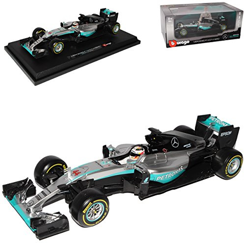 Bburago Mercedes W07 Hybrid Lewis Hamilton Nr 44 Formel 1 2016 1/18 Modell Auto mit individiuellem Wunschkennzeichen