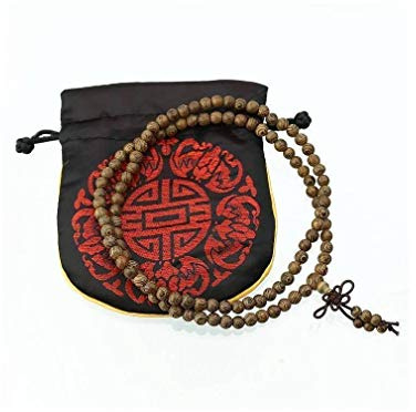 Pulsera de Mala Budista con 108 Perlas de Palisandro – con Bolsa de satén