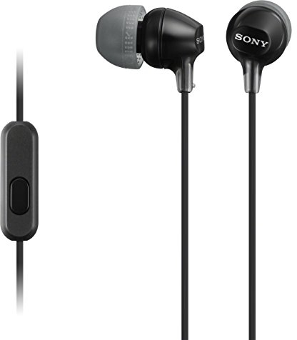 Sony MDR-EX15AP Earphones with Smartphone Mic and Control - Black (Renewed)