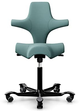 HAG Capisco 8106 Stoff Select Bürodrehstuhl - Standard Gasfeder 200 mm - Sitzhöhe 47-65,5 cm - weiche Rollen (Seagreen - SC67101, Schwarz)