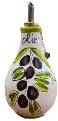 Amarcord La Romagna Huilier en céramique faite et peinte à la main blanche avec motif d'olives 500 ml