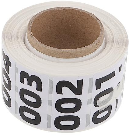 EXCEART Professionelle Nummernaufkleber 40x20mm 1000 Selbstklebende Seriennummernaufkleber Für Lagerkennzeichnung Hitzebeständige Nummernetiketten Für Büro Schule Und Lager
