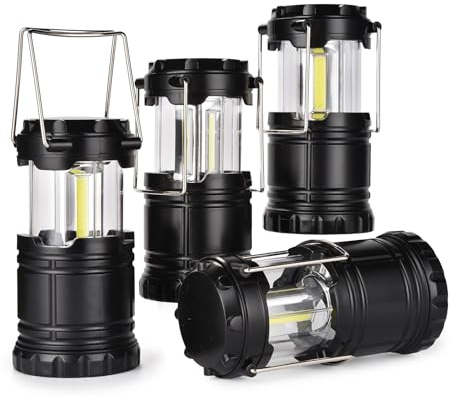 KPKJOO Lantern Collapsible Camping Light, Battery Operated Lanterns LED Super Bright for Power Outages Indoor Emergency Outdoor Camping Hiking Kit (4, COB)